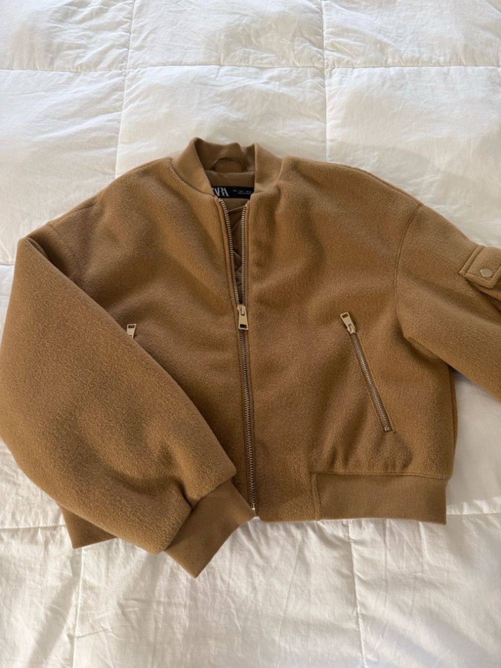 Bomber Jacket in Camel Brown